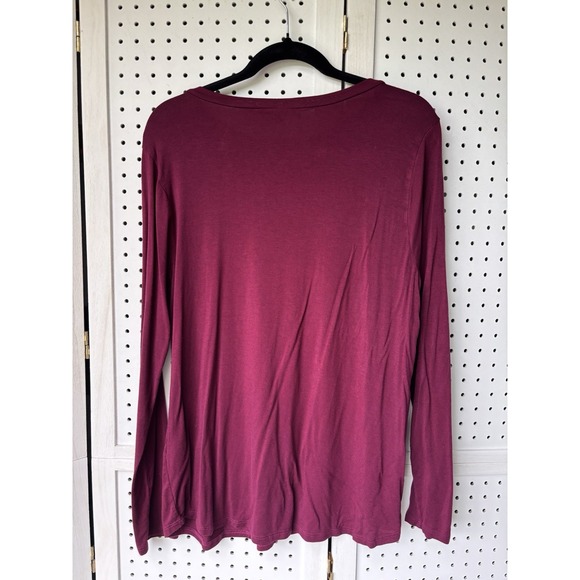 Freckled Poppy Long Sleeve Tee Shirt Women's 1X Burgundy Maroon Rayon Spandex - Picture 5 of 5